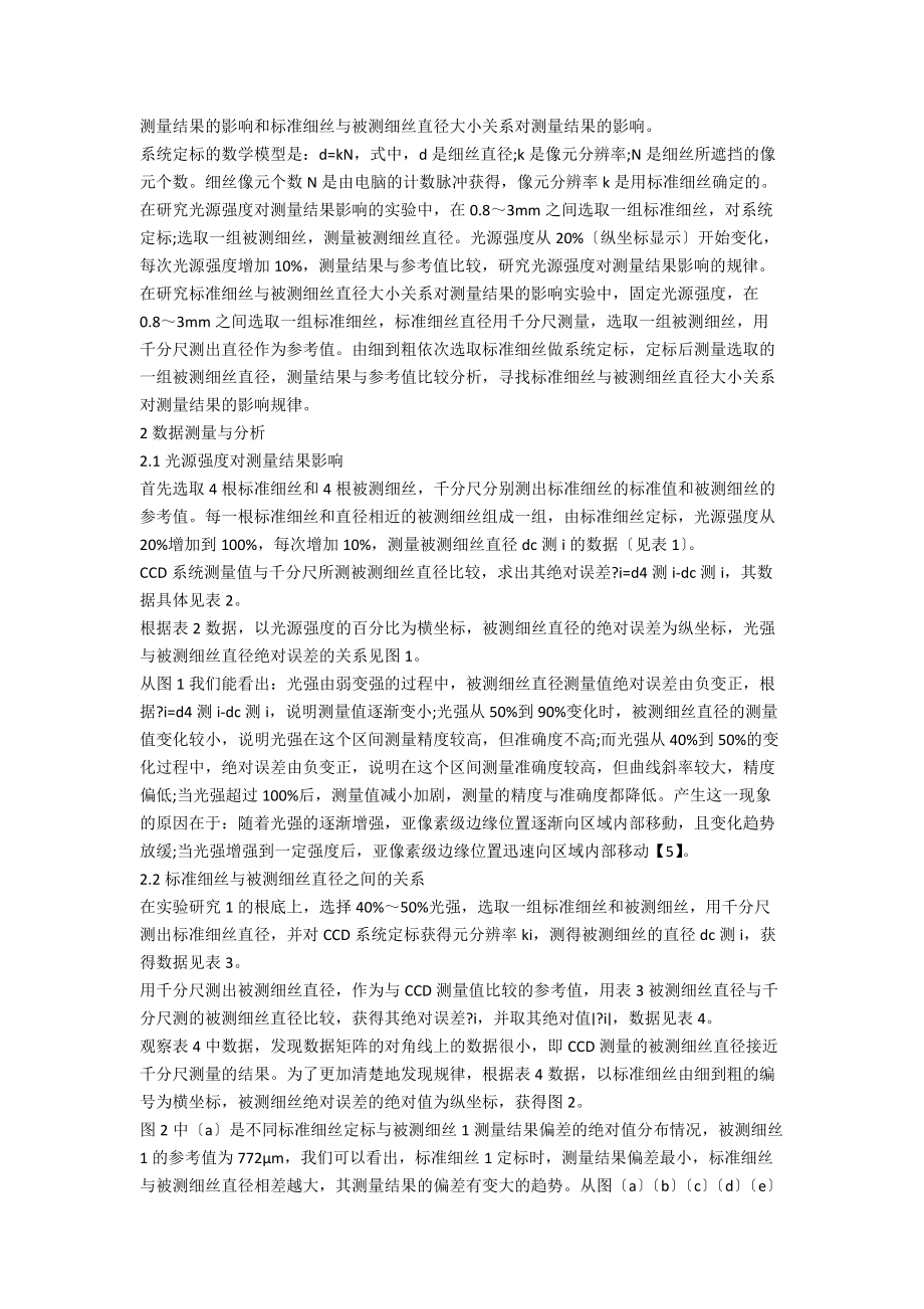 影响线性CCD非接触测径结果因素的研究.docx_第2页