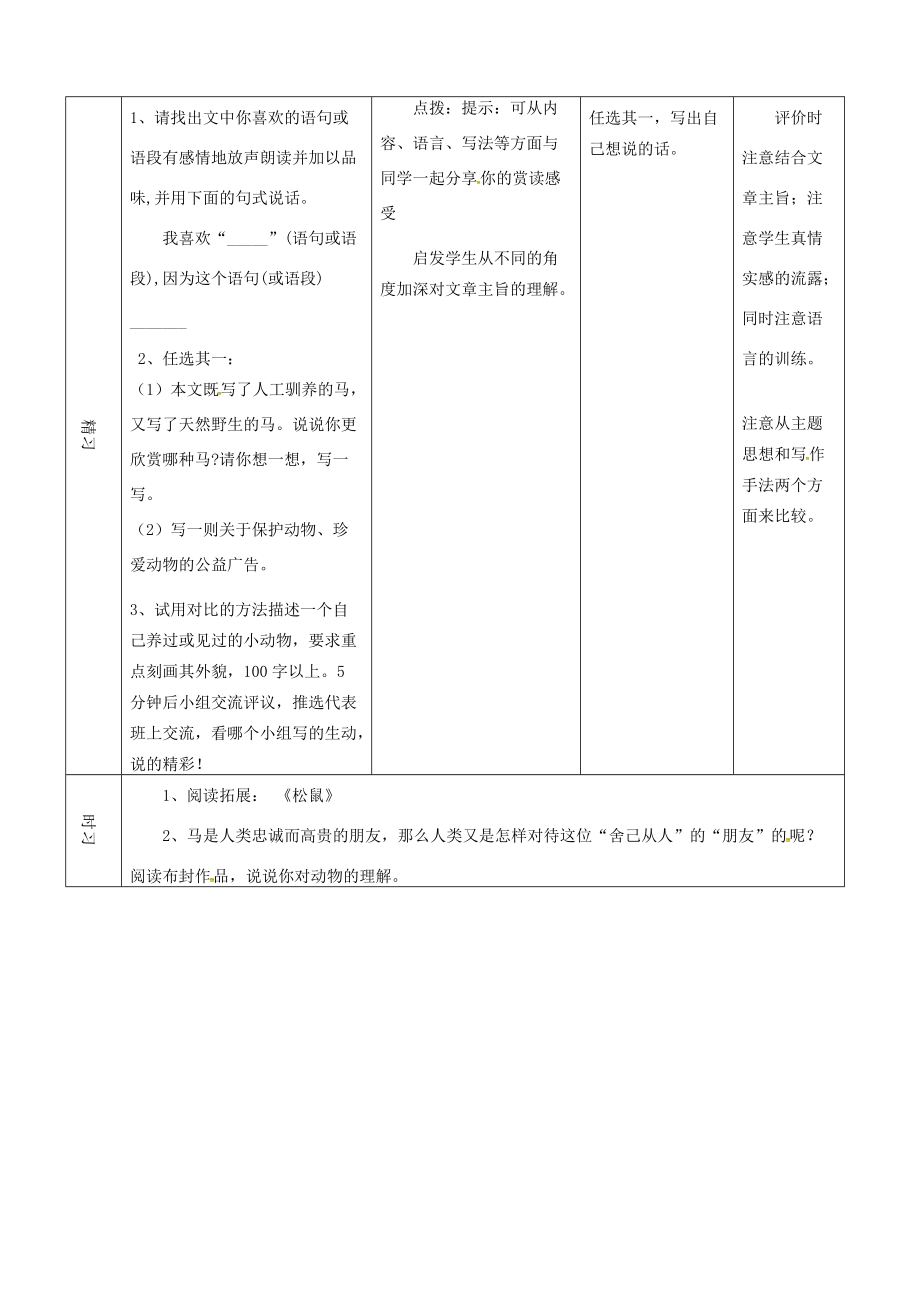 七年级语文下册 第29课《马》导学案2 （新版）新人教版-（新版）新人教版初中七年级下册语文学案.doc_第3页