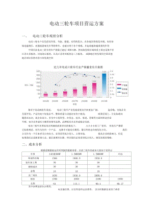 电动三轮车项目运作方案及预算规划.docx