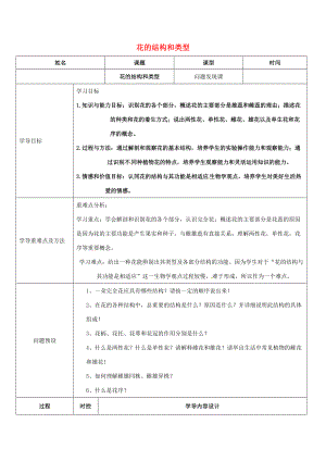 八年级生物上册 4.1.1 花的结构和类型导学案1 （新版）济南版-（新版）济南版初中八年级上册生物学案.doc