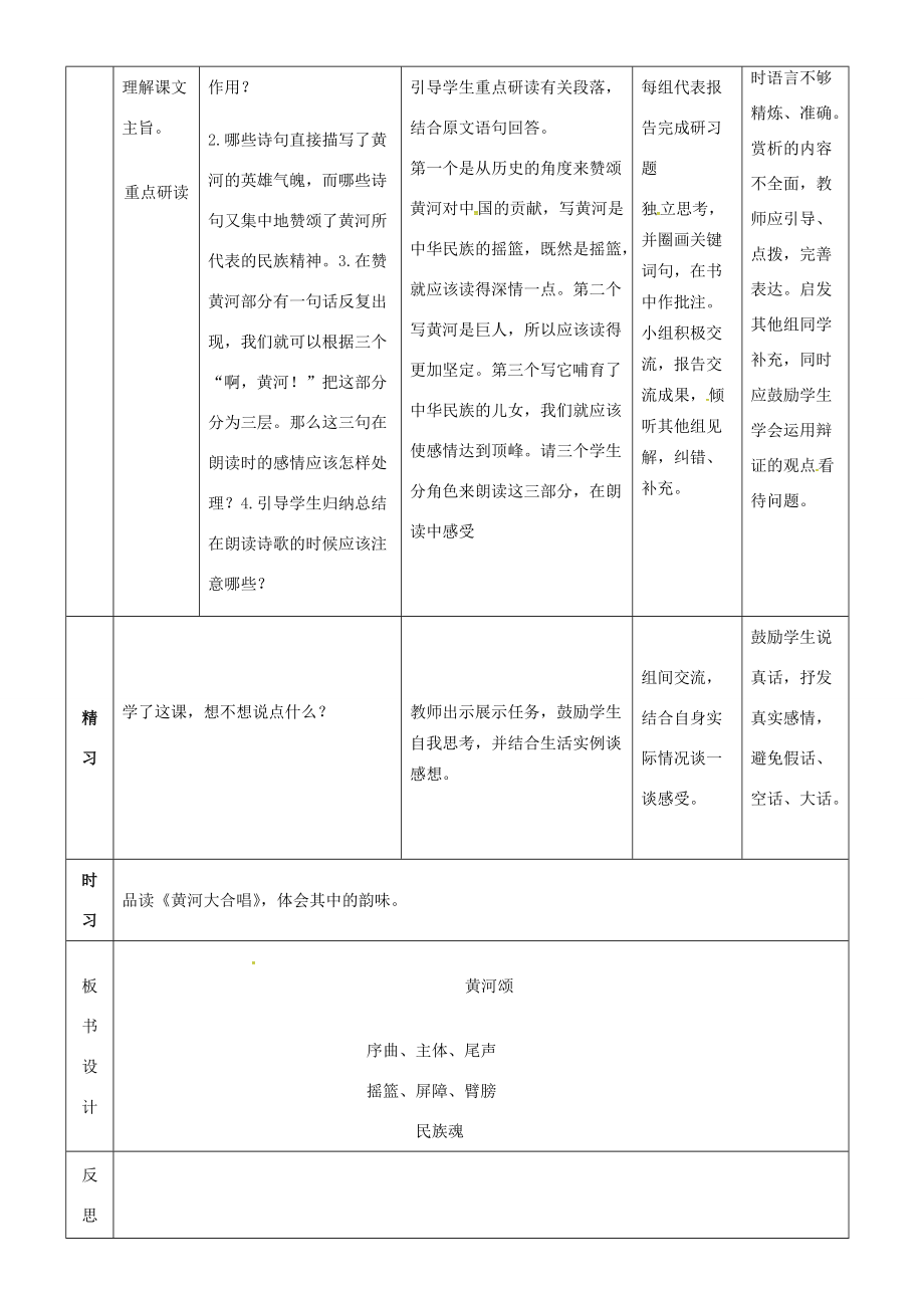 七年级语文下册 第6课《黄河颂》导学案 （新版）新人教版-（新版）新人教版初中七年级下册语文学案.doc_第3页