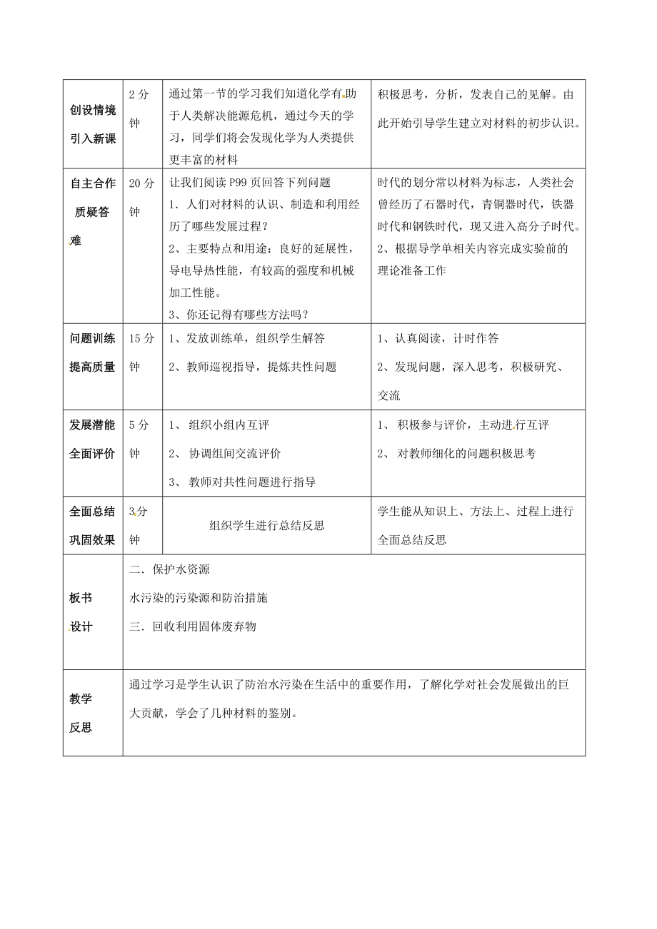 九年级化学全册 9.2 新型材料的研制学案 （新版）沪教版-（新版）沪教版初中九年级全册化学学案.doc_第3页