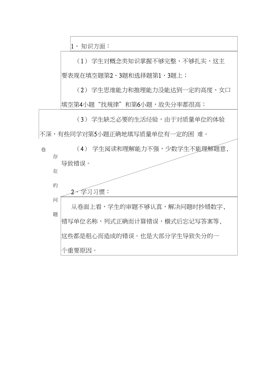 新北师版三年级数学下册期中质量分析报告.docx_第2页