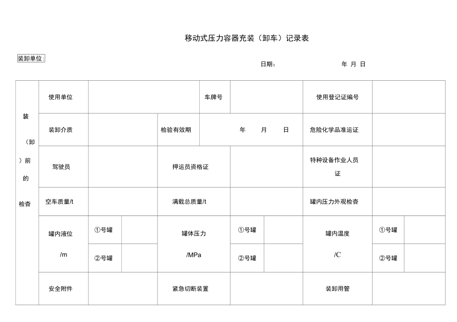 移动式压力容器充装卸车记录表.doc_第1页