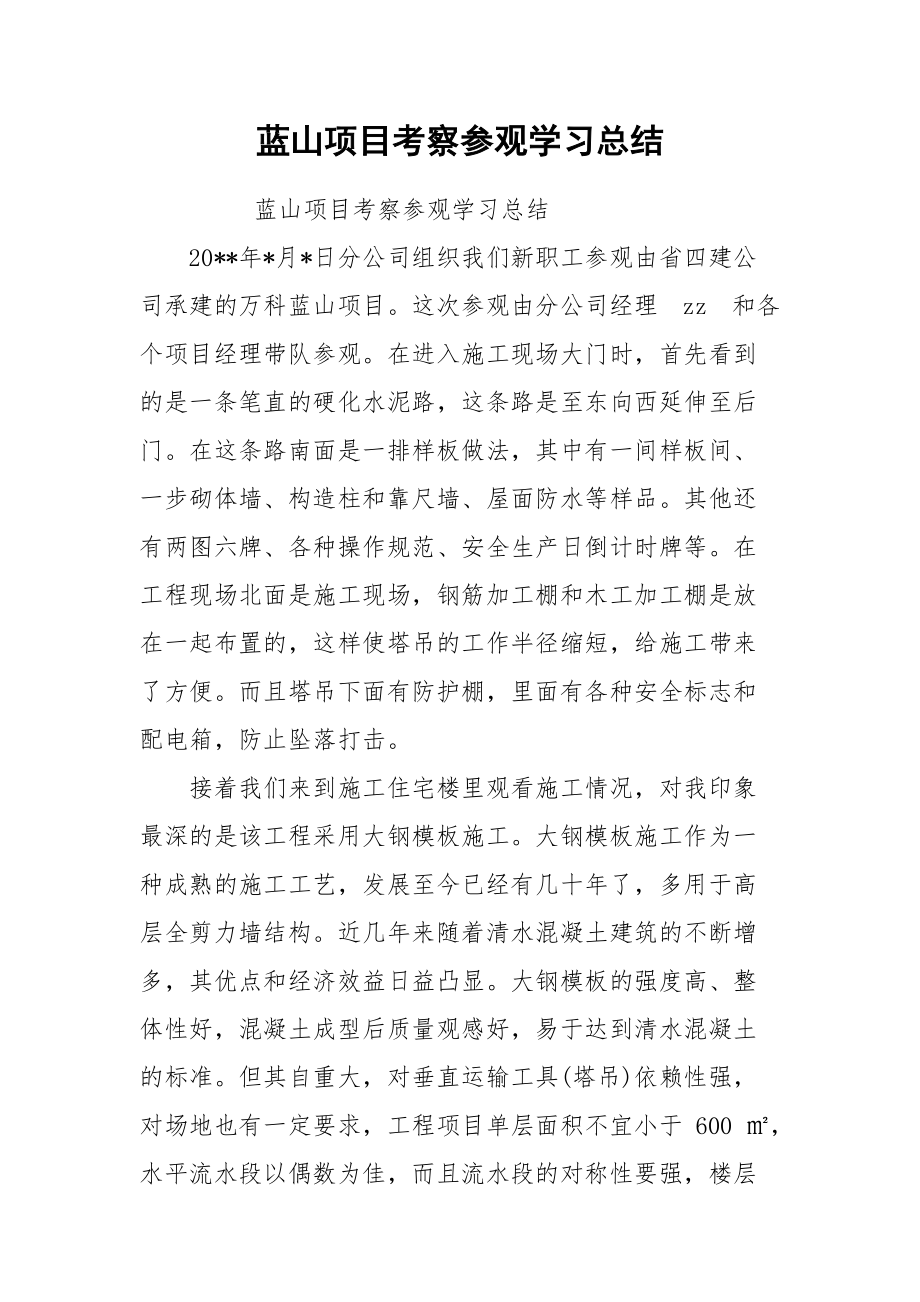 蓝山项目考察参观学习总结.docx_第1页