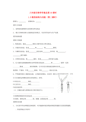 山东省重点八年级生物上册 1.5第二课时《根的结构与功能》学案 济南版.doc