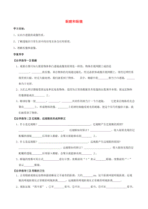 北大绿卡八年级物理上册 第5章 第4节 眼睛和眼镜导学案 （新版）新人教版-（新版）新人教版初中八年级上册物理学案.doc