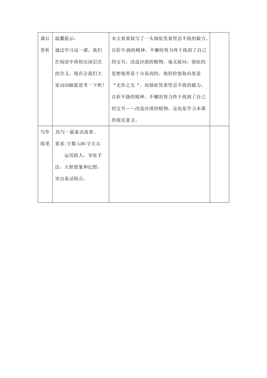 河北省保定市望都县七年级语文下册《第9课 骆驼寻宝记》导学案 语文版.doc_第3页