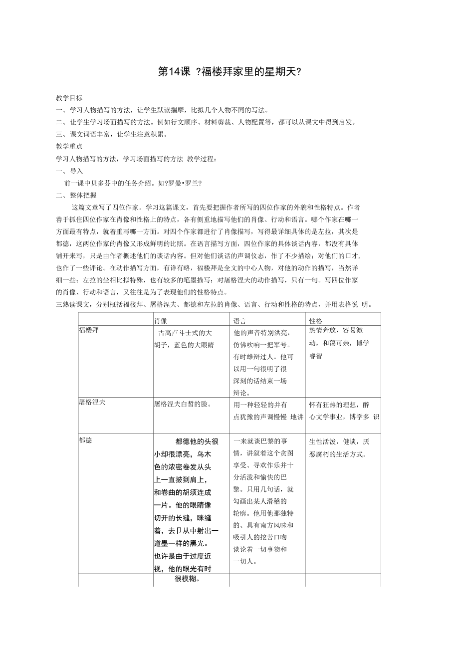 福楼拜家里的星期天教案教案.docx_第1页