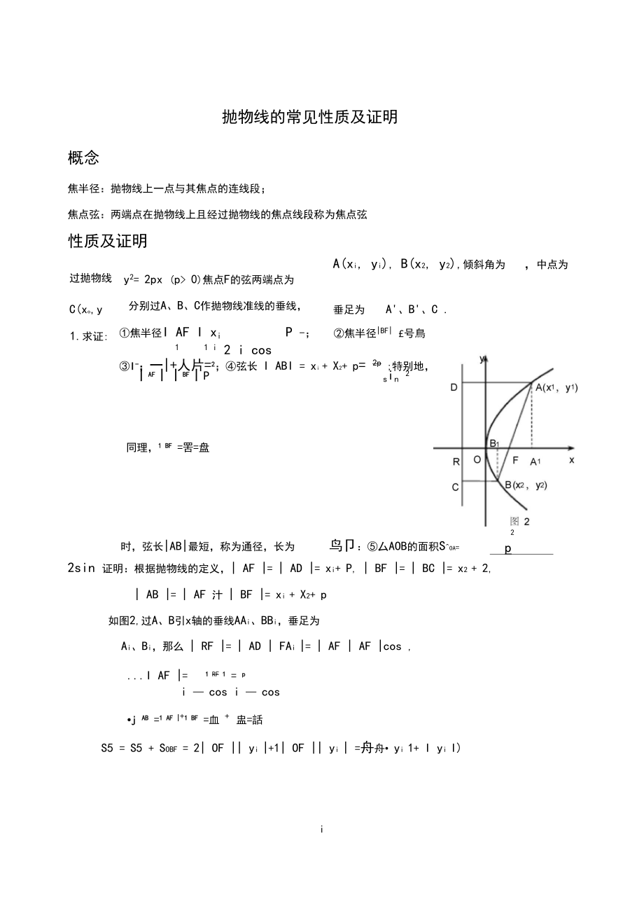 (完整版)抛物线的性质归纳及证明.docx_第1页