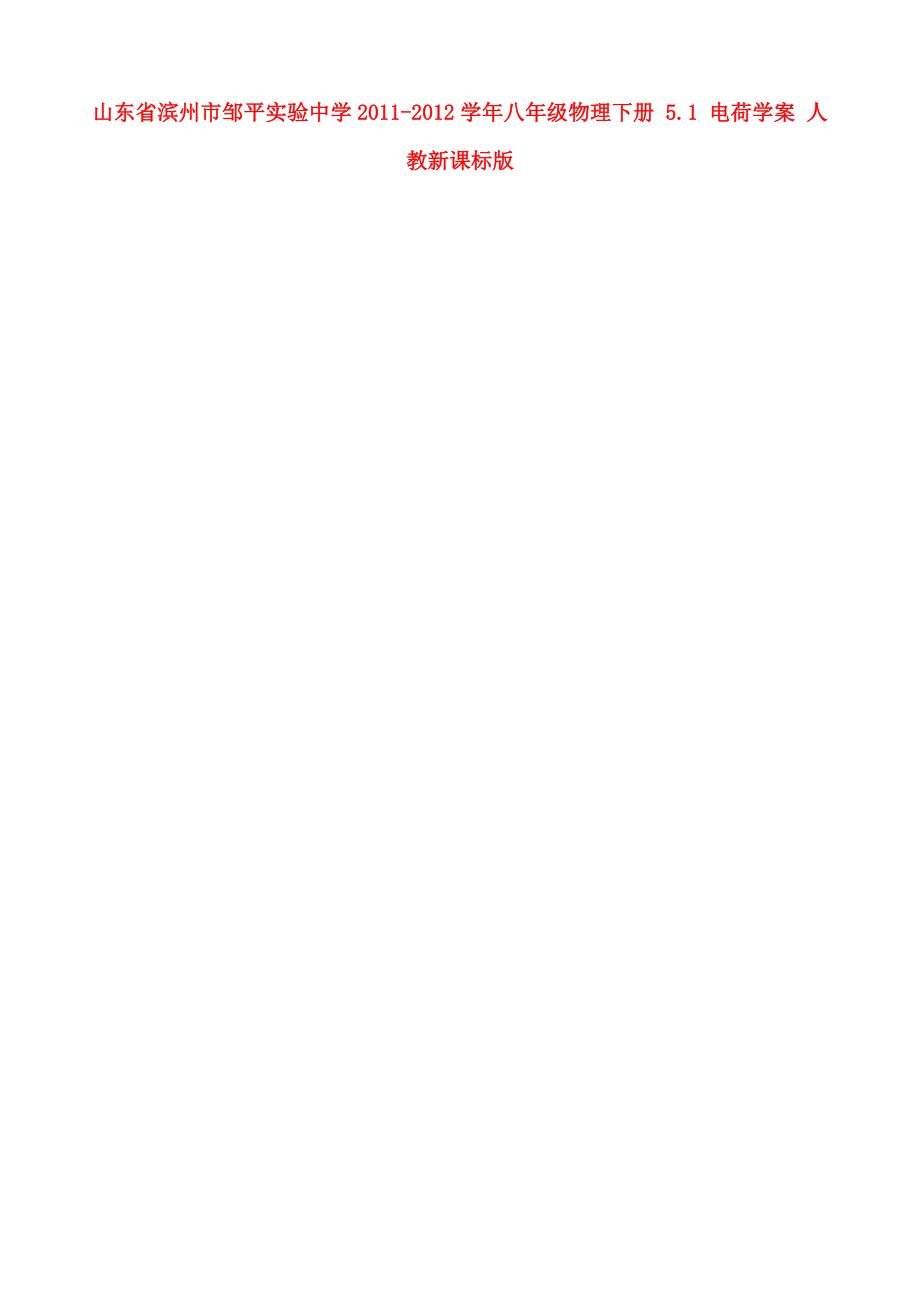 山东省滨州市邹平实验2011-2012学年八年级物理下册 5.1 电荷学案 人教新课标版.doc_第2页