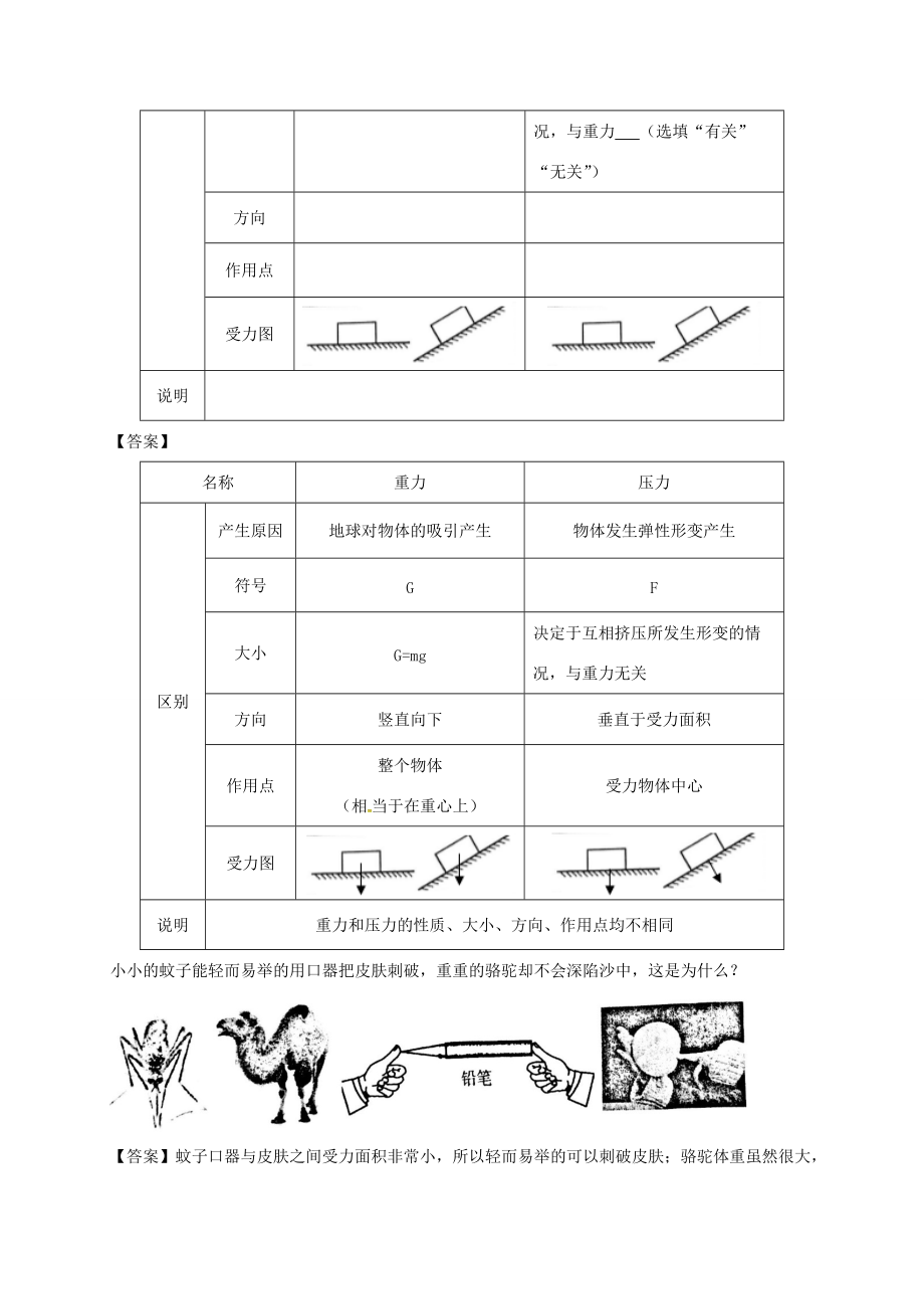 山东省乐陵市八年级物理下册 9.1压强导学案 （新版）新人教版-（新版）新人教版初中八年级下册物理学案.doc_第3页