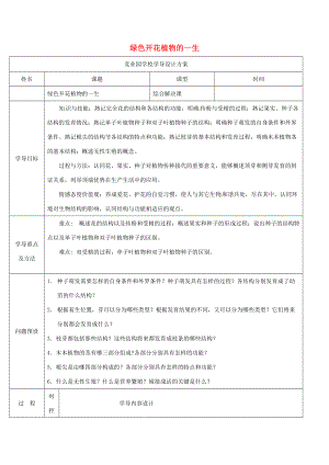 八年级生物上册 第四单元 第一章 绿色开花植物的一生导学案4 （新版）济南版-（新版）济南版初中八年级上册生物学案.doc