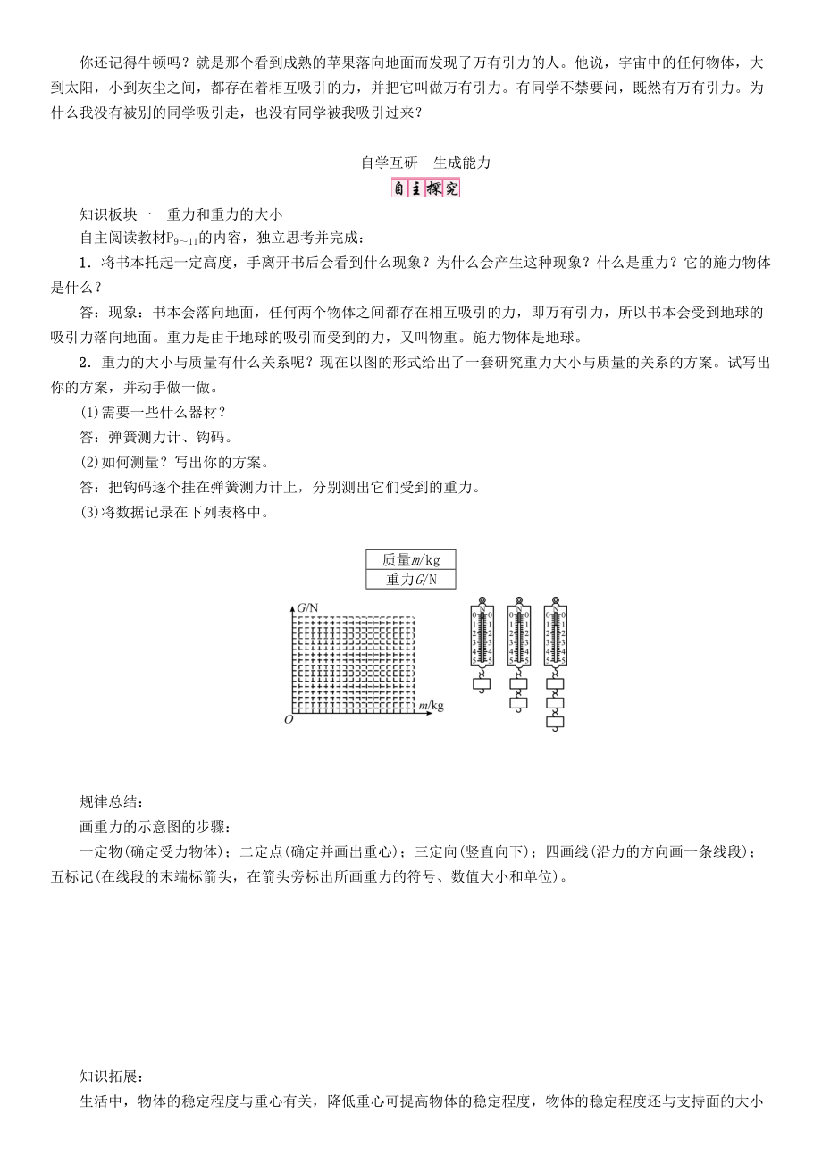 春八年级物理下册 7.3 重力学案 （新版）新人教版-（新版）新人教版初中八年级下册物理学案.doc_第2页