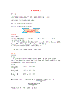 秋七年级数学上册 1.10 有理数的乘方导学案 （新版）冀教版-（新版）冀教版初中七年级上册数学学案.doc