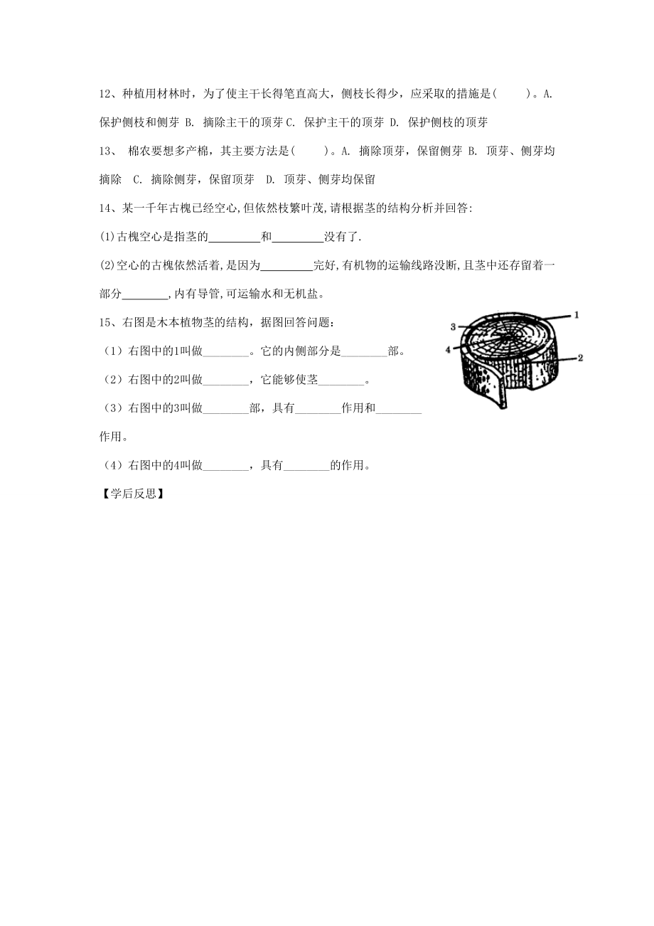 山东省重点八年级生物上册 1.6第二课时《芽的类型和结构》学案 济南版.doc_第3页