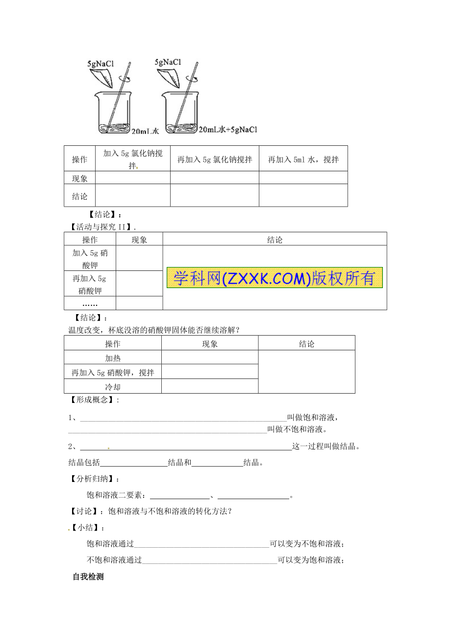 湖北省黄石市九年级化学下册 9.2 溶解度导学案（无答案） 新人教版.doc_第2页