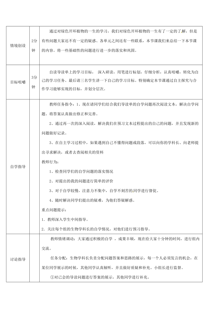 八年级生物上册 第四单元 第一章 绿色开花植物的一生导学案1 （新版）济南版-（新版）济南版初中八年级上册生物学案.doc_第2页