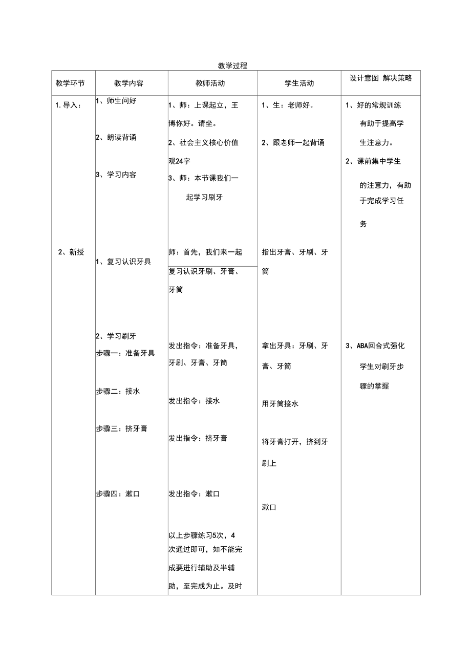 自闭症康复训练《刷牙》教学设计.docx_第3页