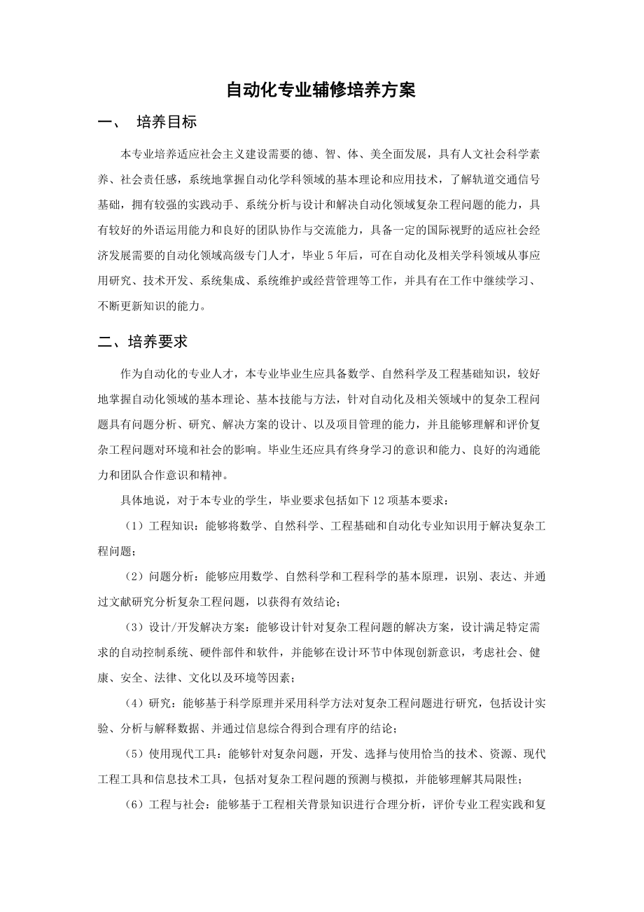 自动化专业辅修培养方案.doc_第1页