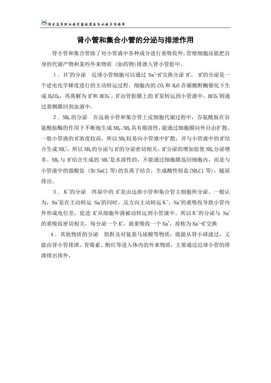 肾小管和集合管的分泌与排泄.doc_第1页