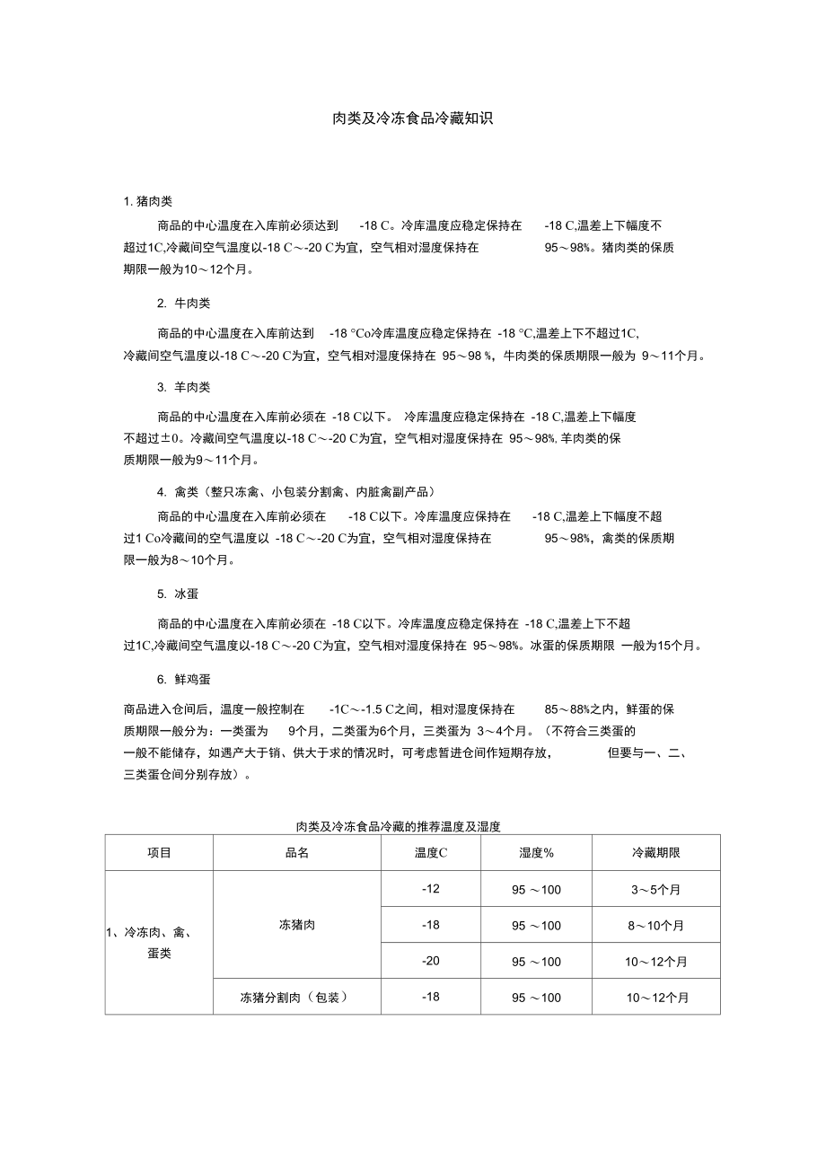 肉类及冷冻食品冷藏知识.doc_第1页