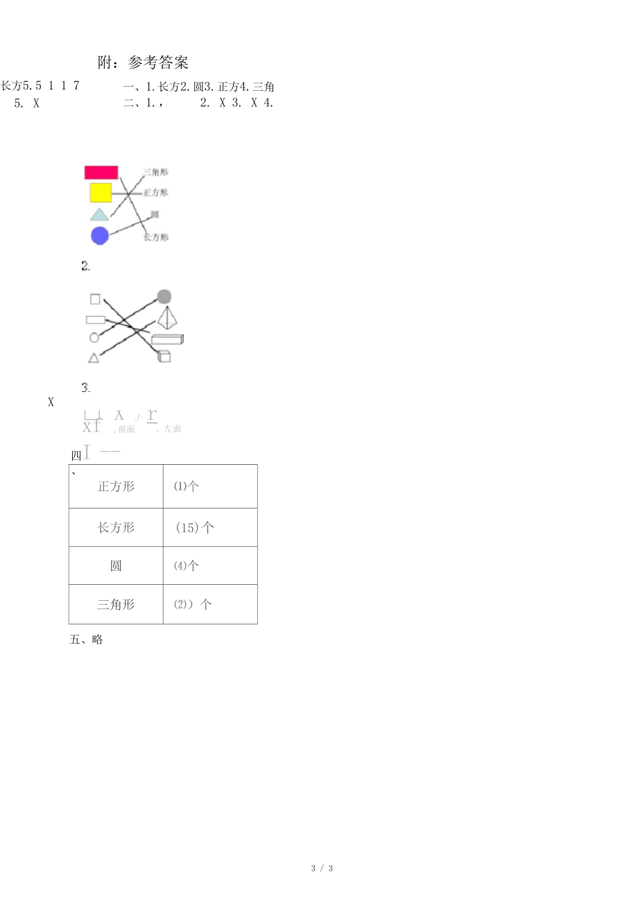 小学数学人教版一年级下册第一单元《认识图形(二)》综合测试题.docx_第3页