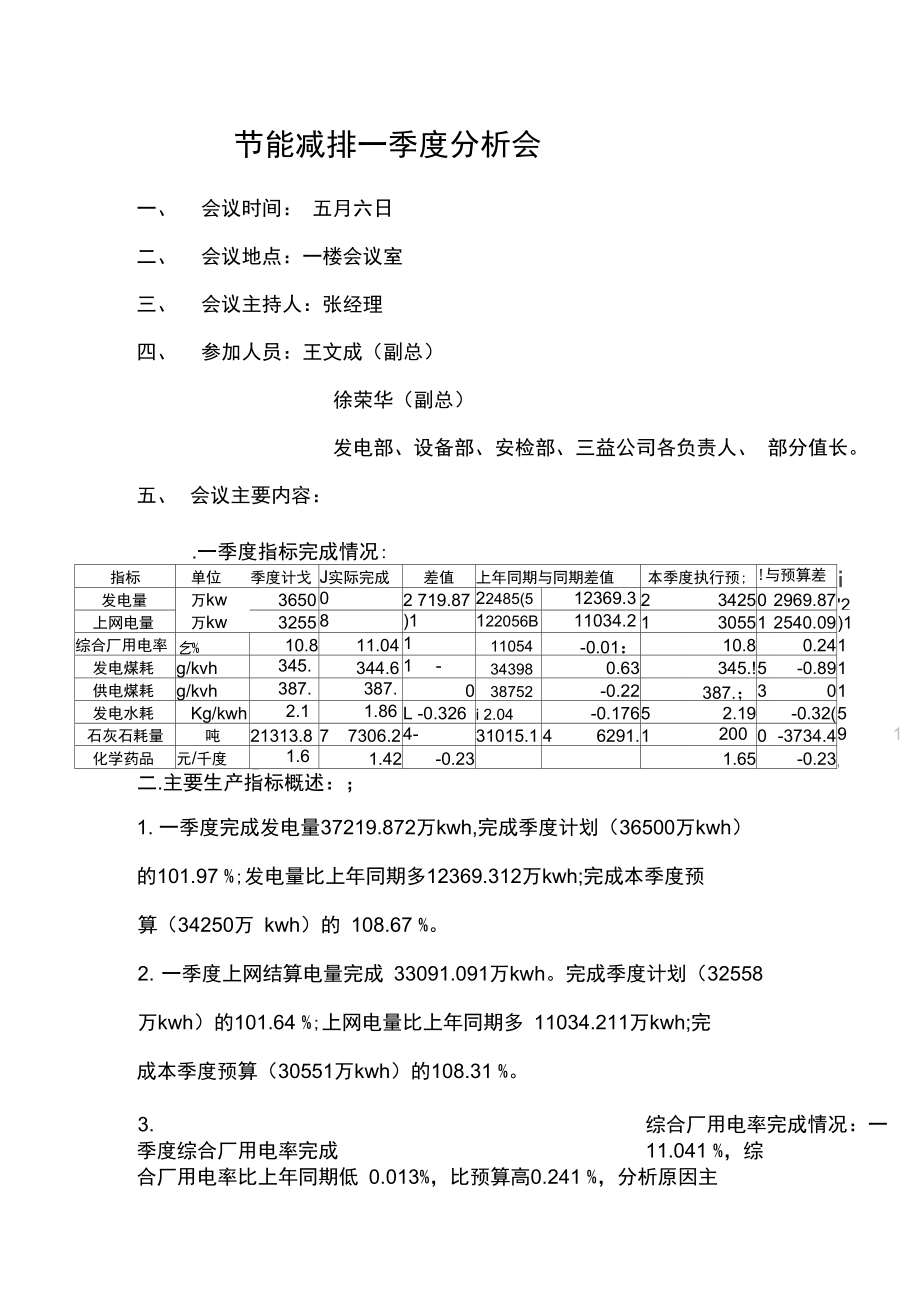 节能减排一季度分析.doc_第1页