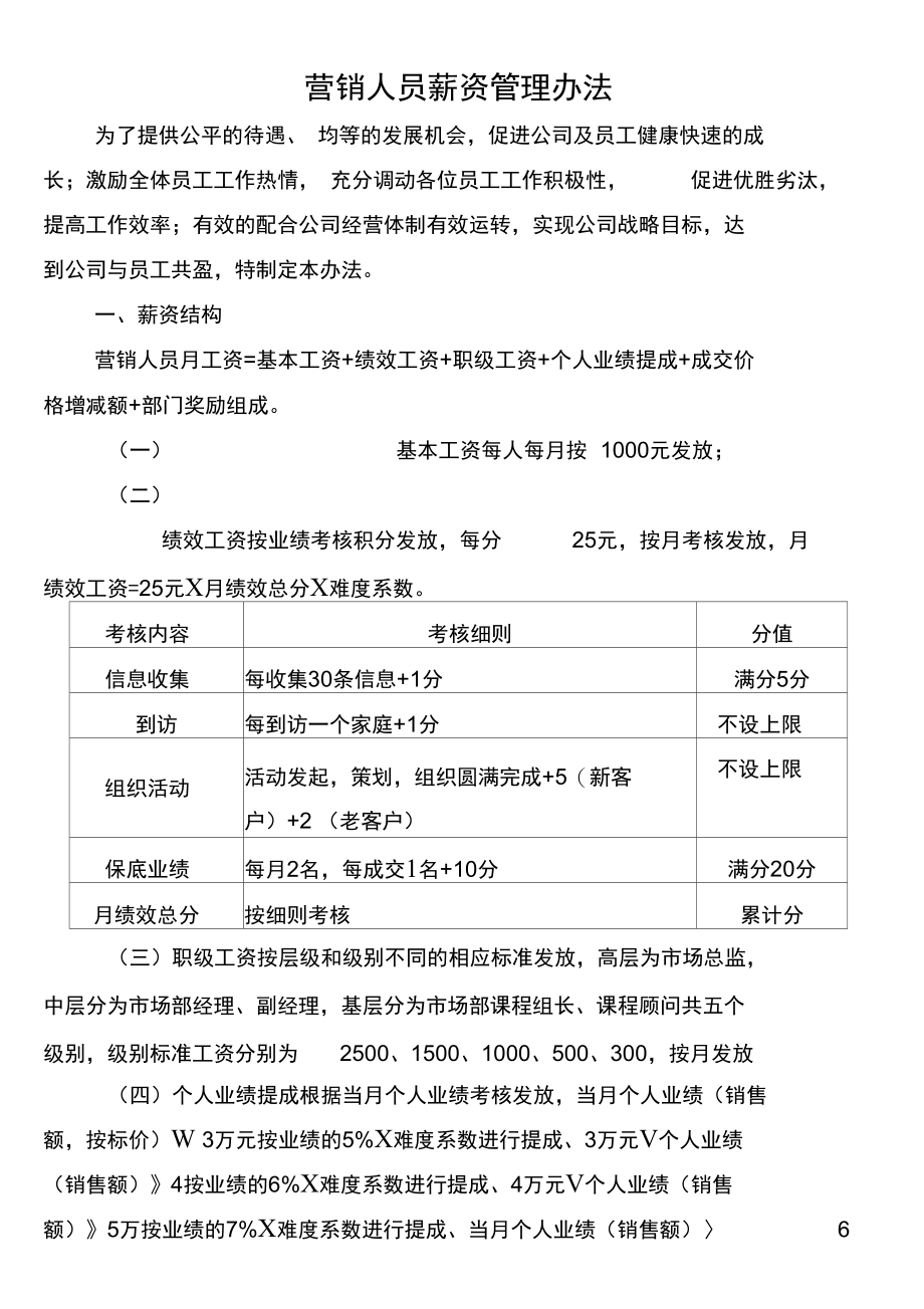 营销人员薪资管理办法.doc_第1页