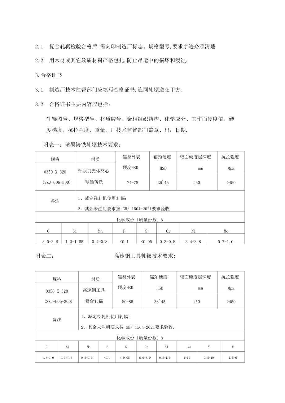 SW1808024河钢石钢轧钢小棒减定径计划轧辊采购技术协议.docx_第2页