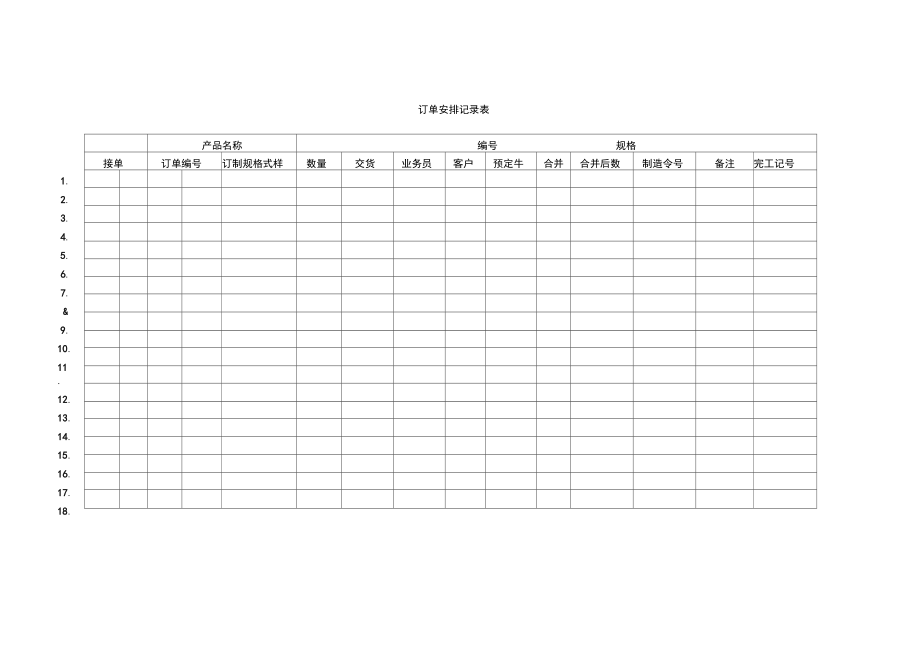 订单安排记录表〈二〉.doc_第1页