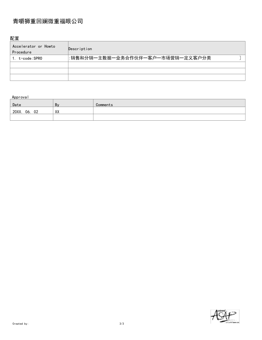 151全套资料_青岛狮王日化SAP实施项目_SD_配置文档_主数据：定义客户分类.docx_第3页