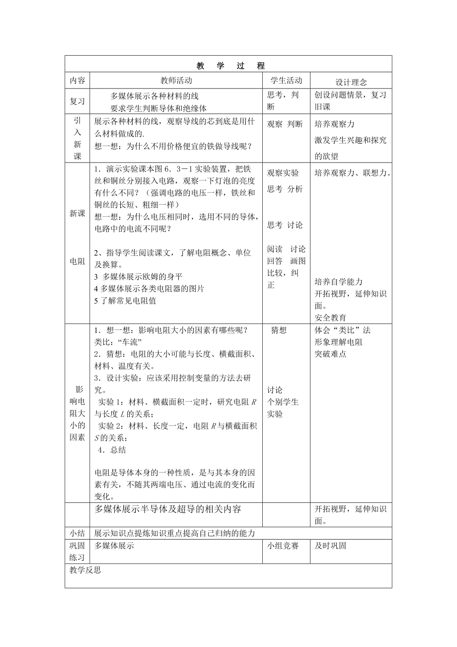 海南省八年级物理电阻 教案人教版.doc_第2页