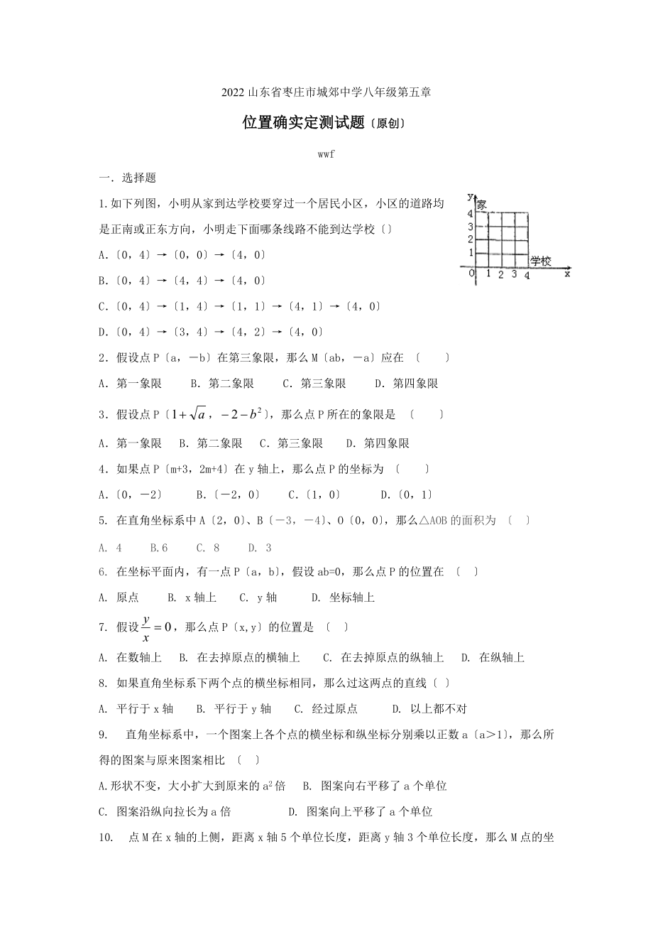 2022山东枣庄城郊中学八下单元测试第五章.docx_第1页