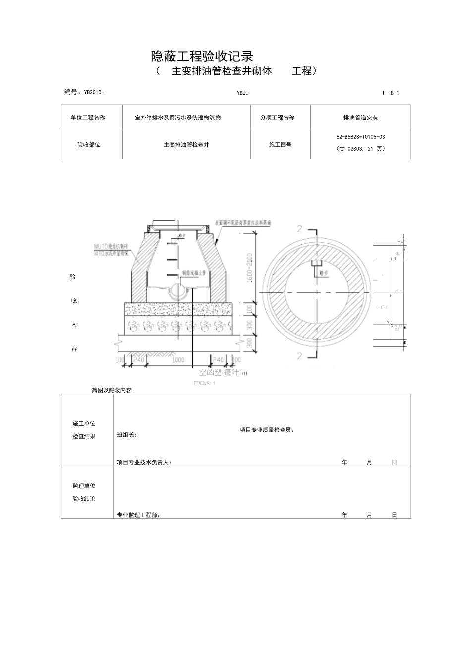 雨水、污水检查井工程隐蔽.docx_第1页