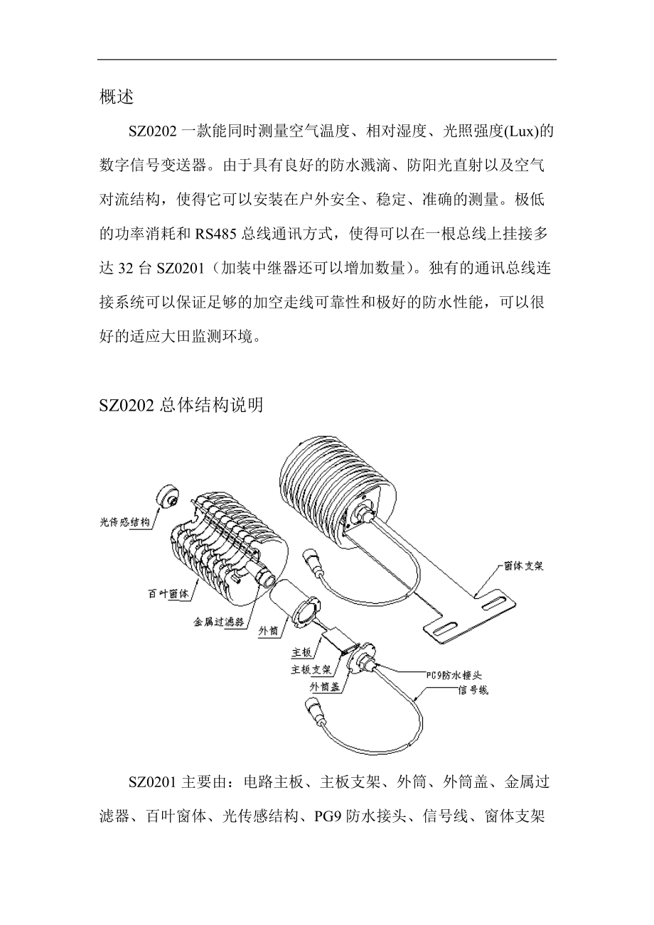 SZ0202空气温度、湿度、光照一体式变送器.doc_第2页