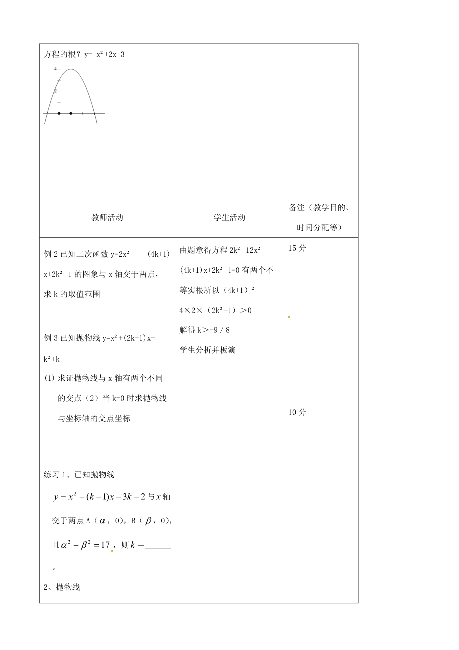 九年级数学下册(262用函数观点看一元二次方程)教学设计2 新人教版 教案.doc_第3页