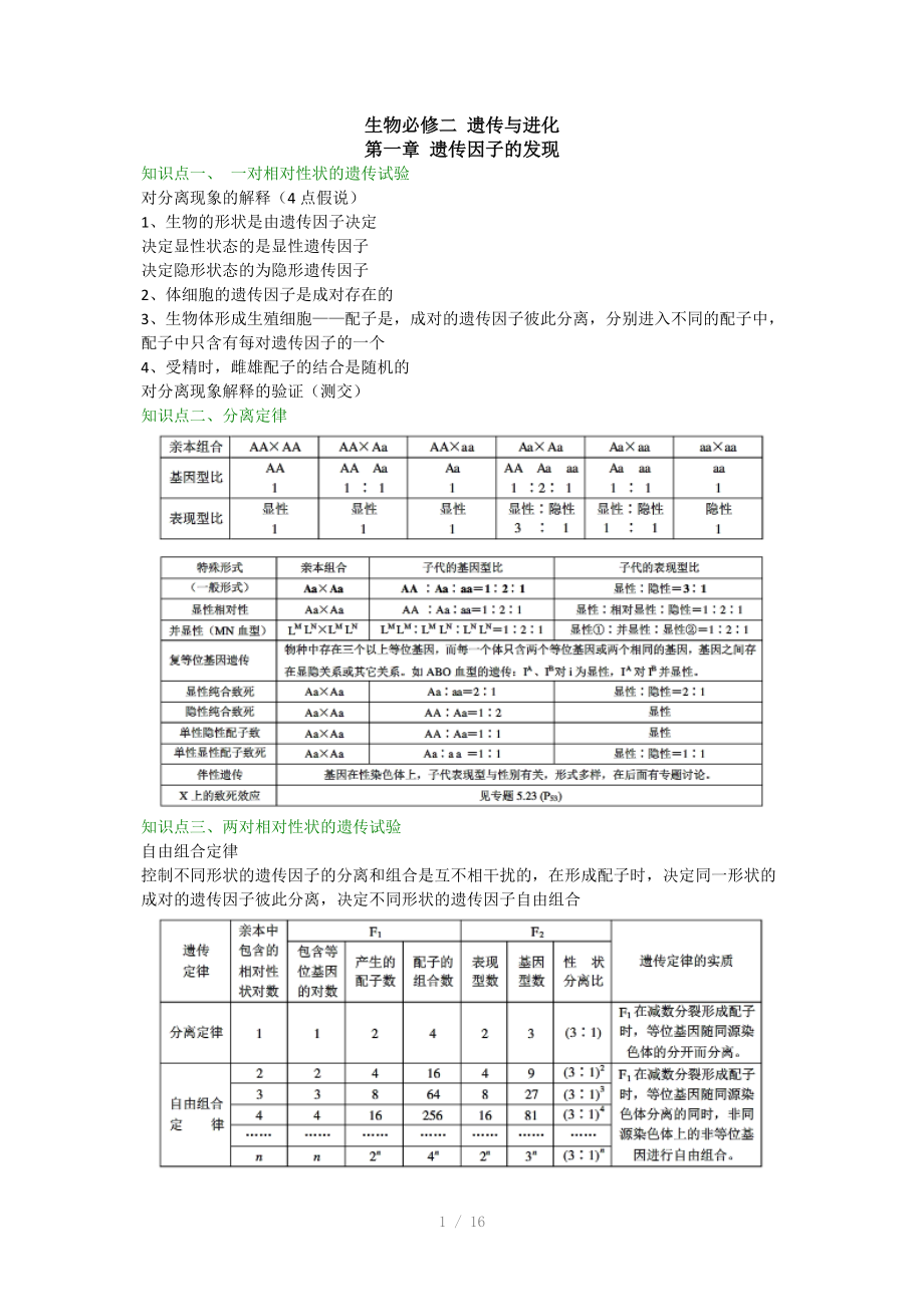 人教版教学教案生物必修2遗传与进化教师教案（Word）.doc_第1页