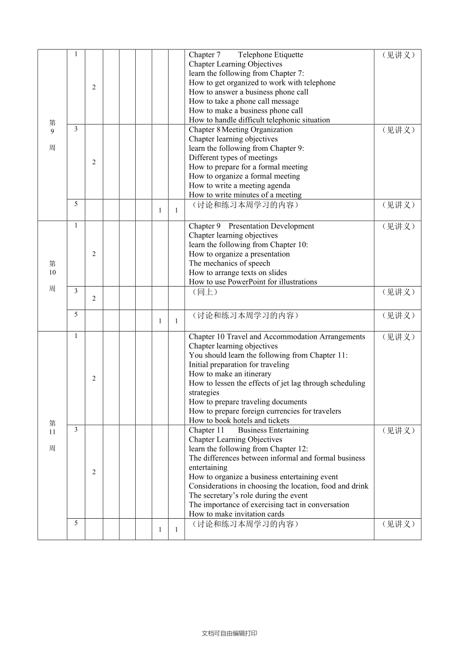 商务秘书实务授课计划.doc_第3页