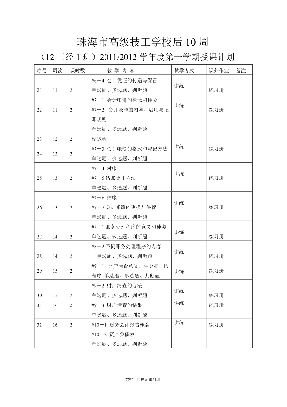 会计基础授课计划.doc_第3页