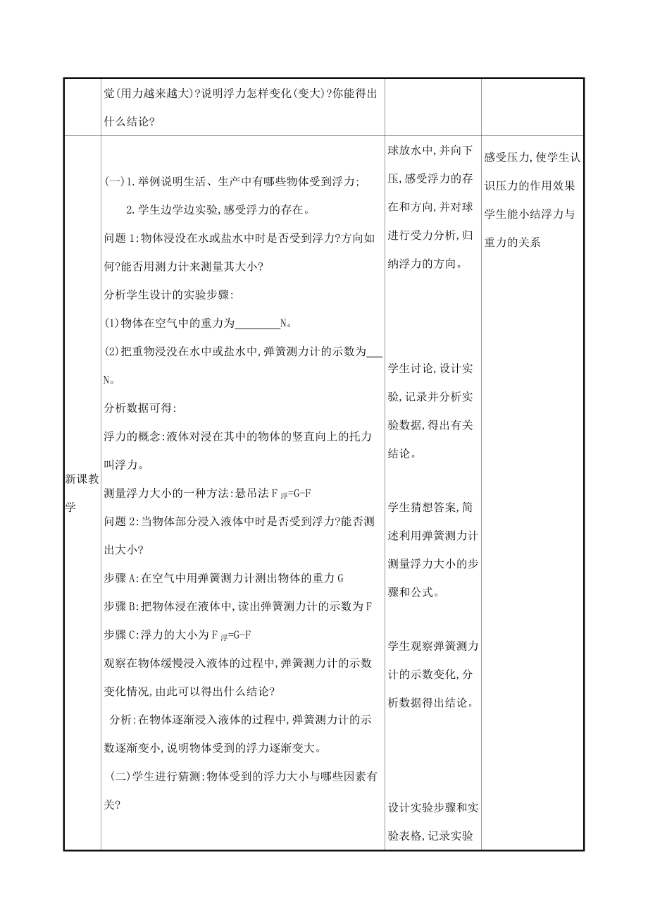 八年级物理全册 第九章 第二节 阿基米德原理教案 (新版)沪科版 教案.doc_第2页