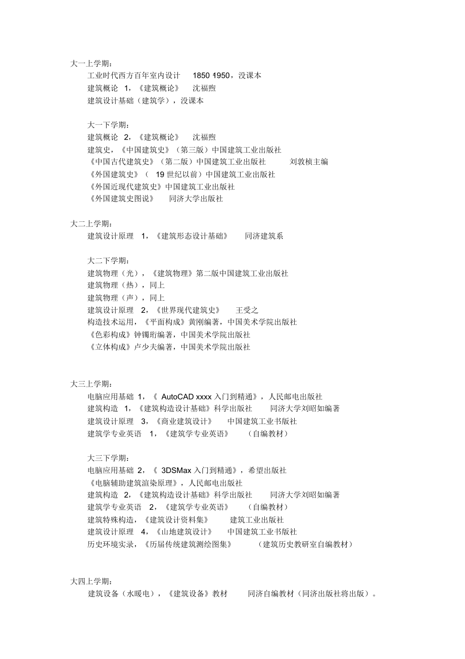 同济建筑学本科教材目录.docx_第1页