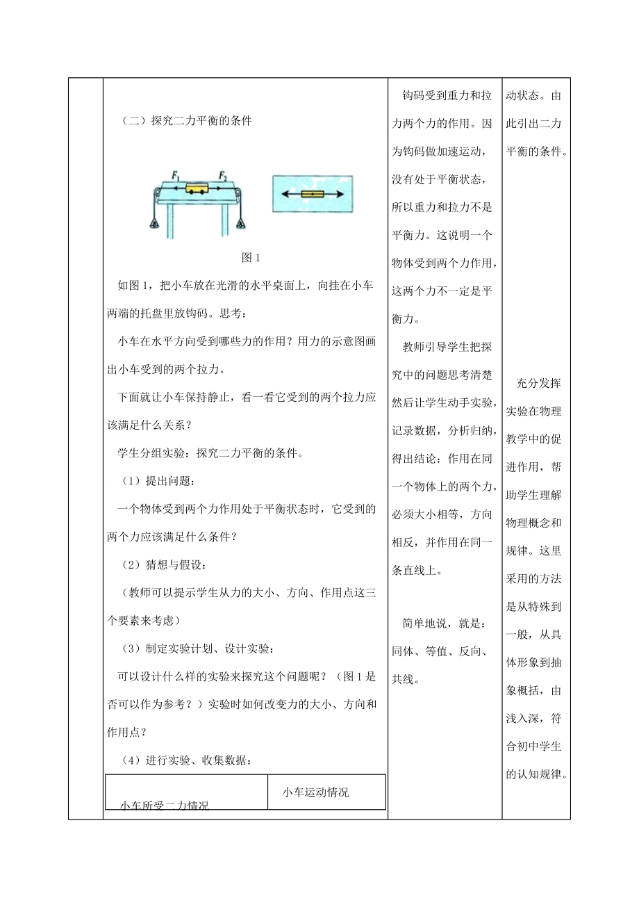 八年级物理下册 8.2 二力平衡教学设计 (新版)新人教版 教案.docx_第3页