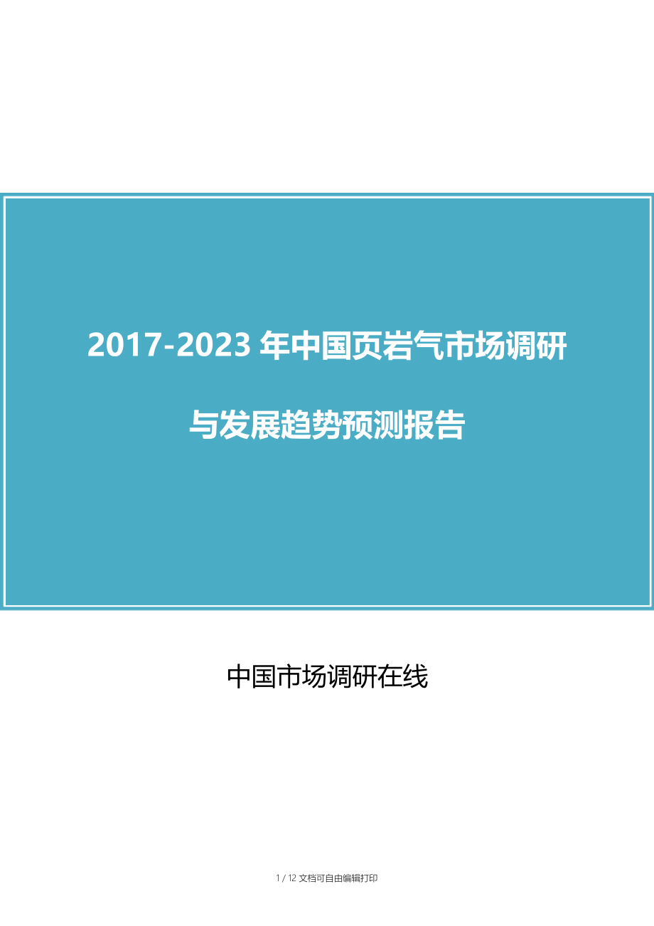 中国中国页岩气市场调研报告.docx_第1页