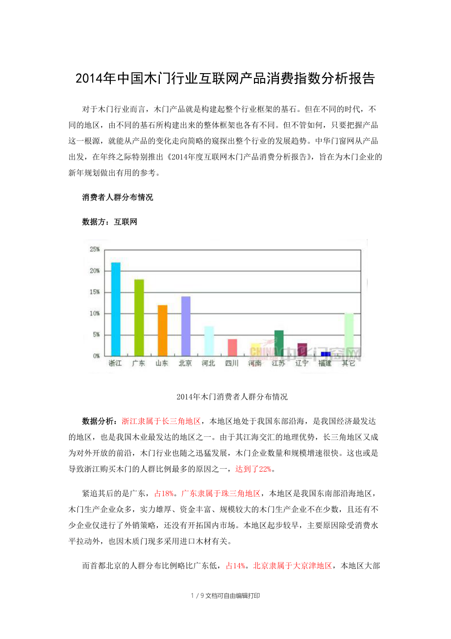 中国木门行业互联网产品消费指数分析报告.doc_第1页