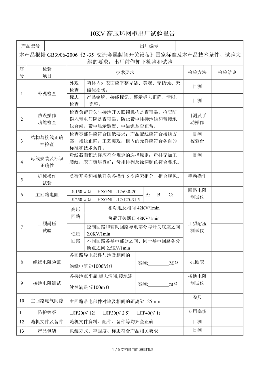 高压环网柜试验报告.doc_第1页