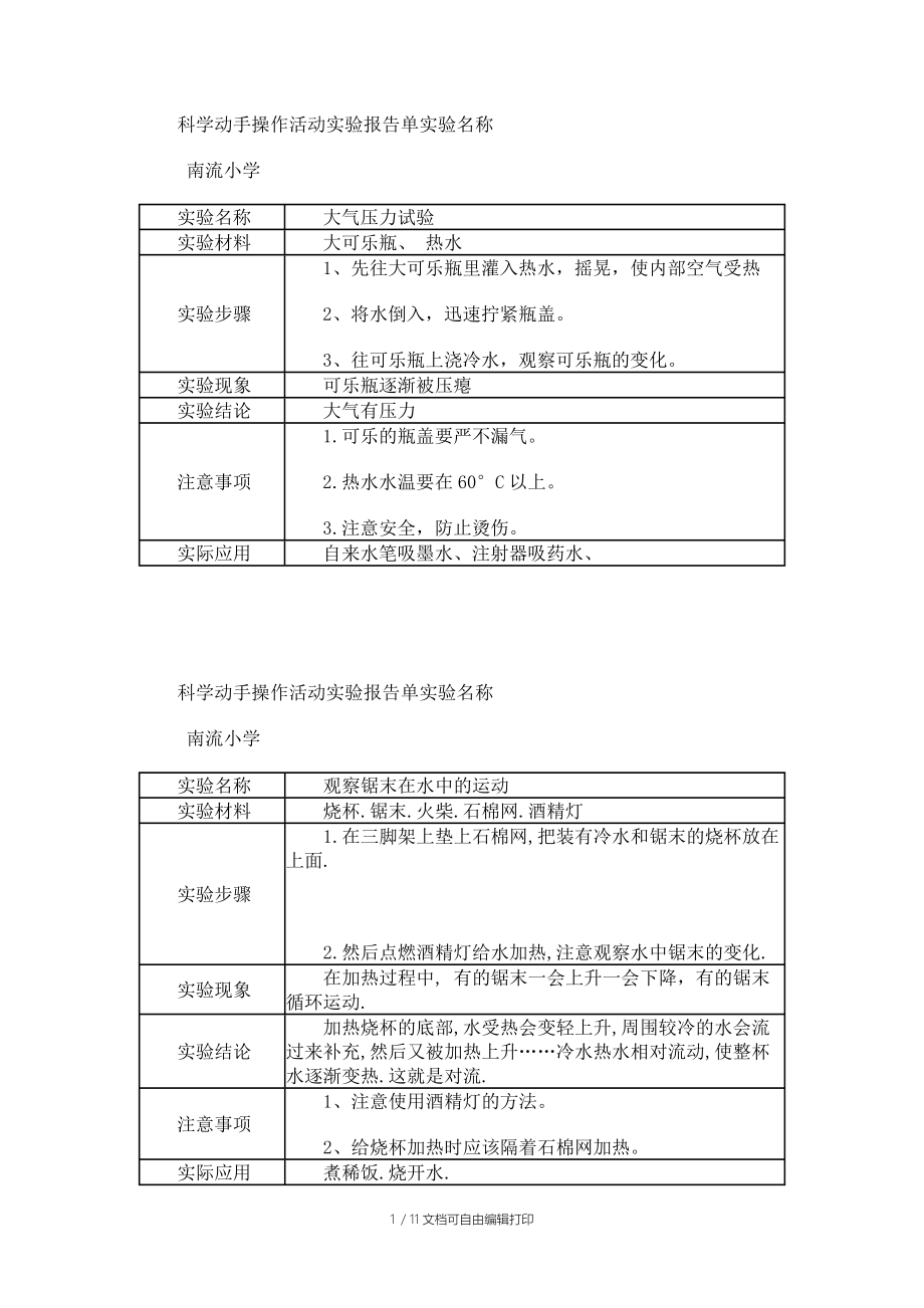 科学动手操作活动实验报告单.doc_第1页