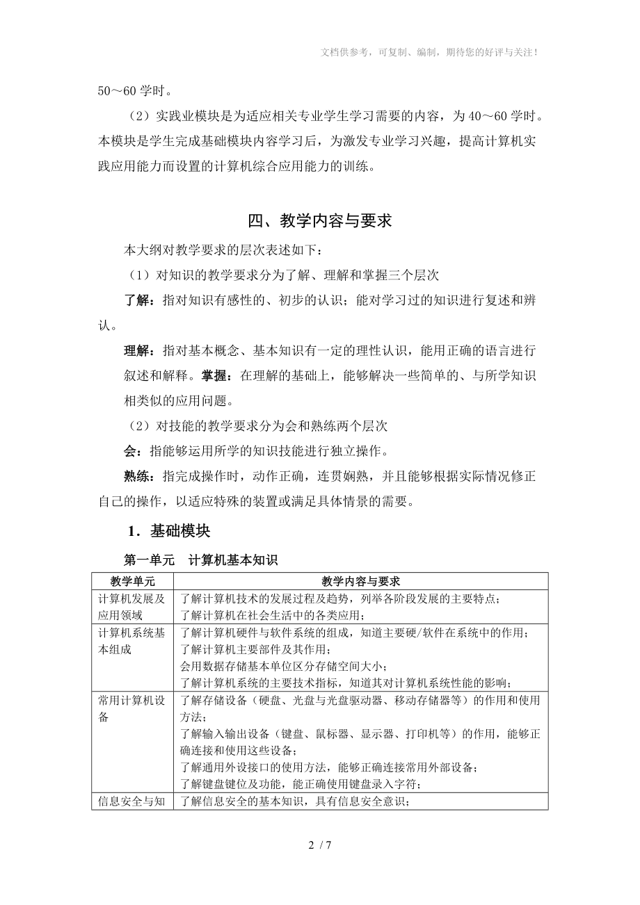 计算机应用基础教学大纲4.doc_第2页