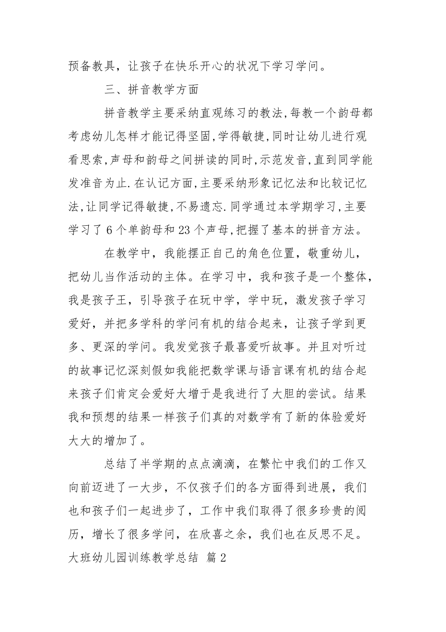 大班幼儿园训练教学总结3篇.docx_第2页