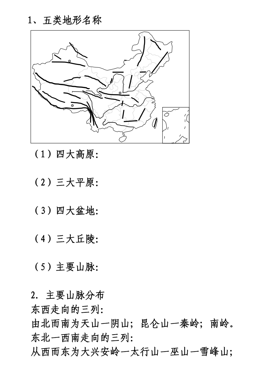 中国地形图、温度带分布图、干湿地区分布图.doc_第1页